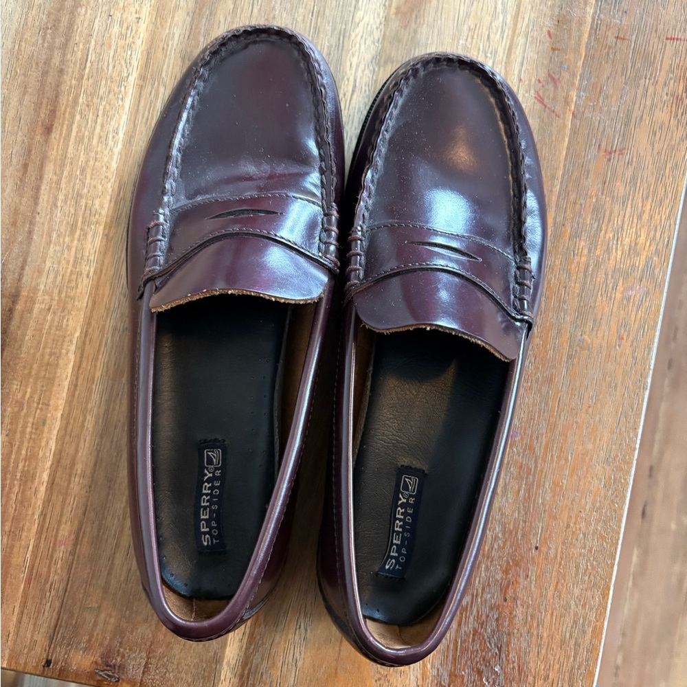 Sperry Dark Brown Leather Slip-Ons